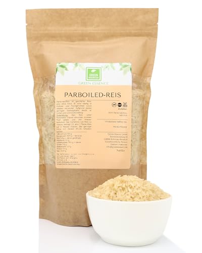 Parboiled Langkornreis weiß von der Grünen Essenz - Parboiled Langkorn Spitzenreis - weißer schnellkochender Reis - Langkornreis Parboiled (1 Kilogramm) von Green Essence