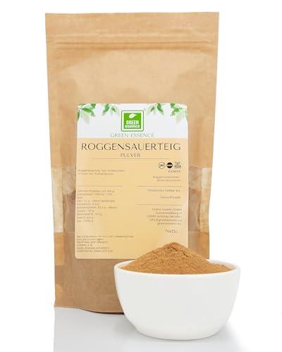 Roggensauerteig Pulver von der Grünen Essenz - Roggensauerteig-Starter für Brot ohne Hefe - Getrocknetes Sauerteigpulver für Roggenbrot in Bäcker Qualität Sauerteigextrakt (100 Gramm) von Green Essence