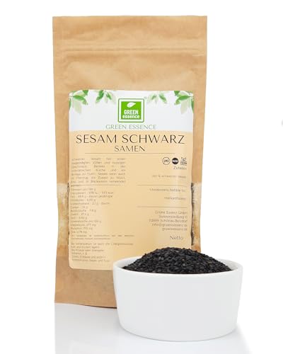 Schwarzer Sesamsamen 250g von der Grüne Essenz Schwarzer Sesam für Sushi Sesamkörner Schwarz zum Bestreuen und als Brotgewürz Sesam ganze Körner für schwarzes Tahini von Green Essence