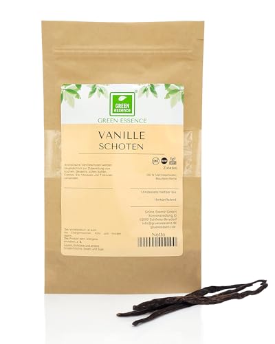 Vanilleschoten von der Grünen Essenz - Bourbon Vanilleschoten aus Madagaskar - aromatisch ohne Zusätze - vegan - Vanille Stangen ganz zum Backen (10 Stück) von Green Essence