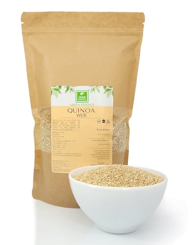 Weiße Quinoa 500g von der Grünen Essenz - Eiweißquelle - Quinoa weiß ganz - Ersatz für Haferbrei - Proteinquelle (500 Gramm) von Green Essence