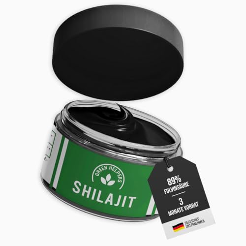 Premium Shilajit 100% Pur | 89% Fulvinsäure | 85+ Mineralien | Pures Himalaya Mumijo Shilajit-Harz | Vegan von Green Helpers Fine Supplements