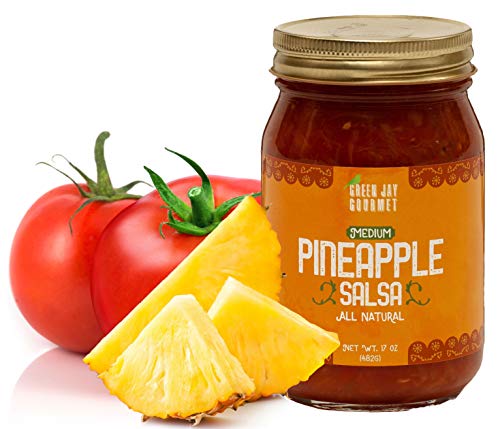 Green Jay Gourmet Ananas Salsa Ananas Jalapeno Salsa mittlerer Hitze Picante Salsa Gourmet Salsa Dip ohne Konservierungsmittel glutenfrei, Msg Frei, Small Batch Natürl 1 Jar von Green Jay Gourmet