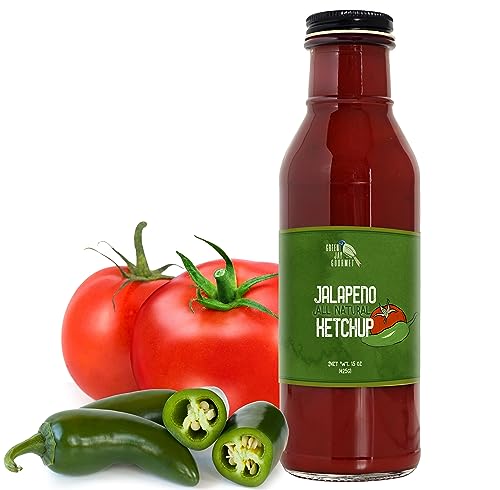 Green Jay Gourmet Jalapeno Ketchup All Natural Tomato Ketchup Mit Tomatenpaste, Peperoni & Gourmet Gewürze Vegan, Glutenfreie Ketchup ohne Konservierungsstoffe hergest 1 Packung von Green Jay Gourmet