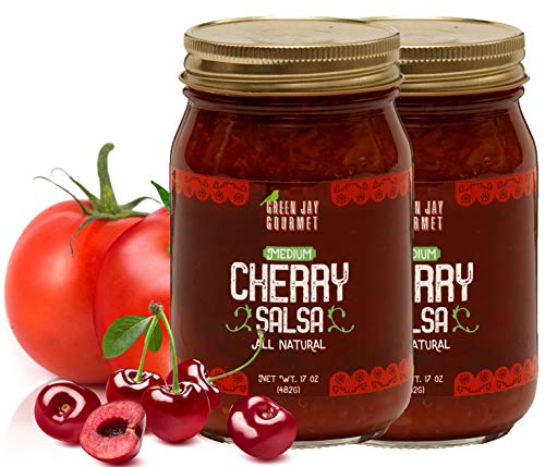 Green Jay Gourmet Kirsch Salsa Kirsche würzte Fruit Salsa mittlerer Hitze Picante Salsa Gourmet Salsa Dip ohne Konservierungsmittel glutenfrei, Msg Frei, Small Batch N 2 Gläser von Green Jay Gourmet