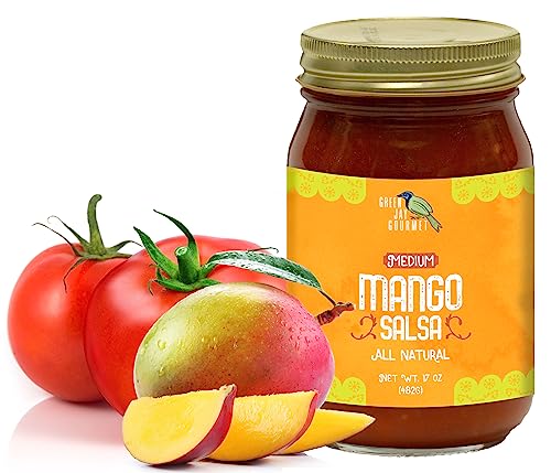 Green Jay Gourmet Mango Salsa Mango Flavored Fruit Salsa mittlerer Hitze Picante Salsa Gourmet Salsa Sauce ohne Konservierungsmittel glutenfrei, Msg Frei, Small Batch 1 Jar von Green Jay Gourmet