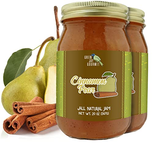 Green Jay Gourmet Zimt Pear Jam All Natural Fruit Jam mit Birnen und Zimt Vegan, Glutenfreie Jam enthält keine Konservierungsmittel oder Maissirup hergestellt in den U 2 Gläser von Green Jay Gourmet