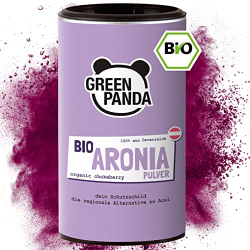 GREEN PANDA® Bio Aronia Pulver aus Österreich | getrocknete Aroniabeeren fein gemahlen | Aronia Beeren in Bio Qualität ohne Zusätze | regionale Alternative zu Acai Pulver und Goji Beeren | 185g von Green Panda