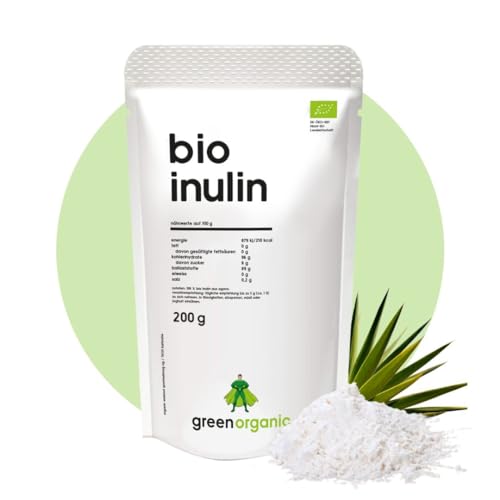 Inulin Pulver BIO 200g | Ballaststoff aus der Agave | gut wasserlöslich | ideal für Getränke und zum Kochen und Backen verwendbar (200 g, Inulin) von GreenOrganic