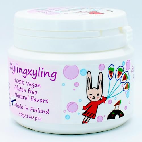 Xylingxyling - Finnische Xylitol-Pastille - 100% vegan, ohne Zucker, glutenfrei, natürliche Aromen für Zahnpflege und frischen Atem, 90g/160pcs (Bubblegum-Geschmack) von Greenalle