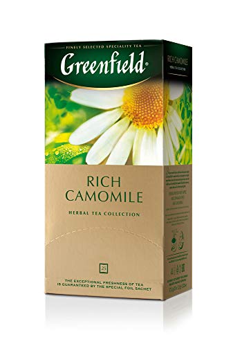 Greenfield Rich Camomile, Getränk mit Kräutergeschmack, Kamille, Zimt, Apfel, kein Koffein, 25 Zweikammerbeutel mit Etiketten in einem Folienbeutel (25 x 1,5 g), 37,5g von Greenfield