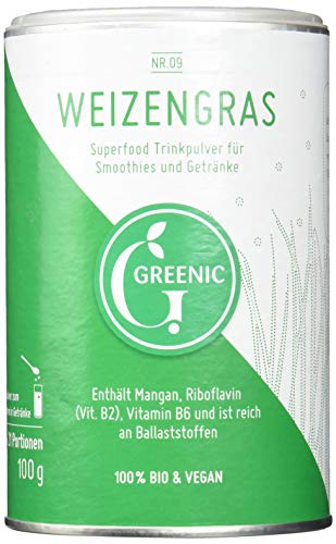 Greenic Weizengras Superfood Trinkpulver, 1er Pack (1 x 100 g) von Greenic