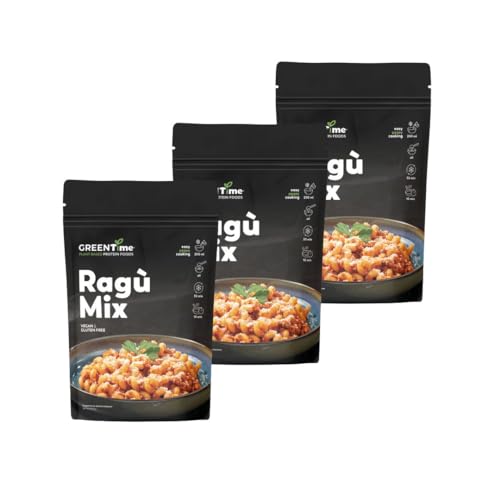 GREENTime Ragù Mix 3 x 90 g (vegan & glutenfrei) | pflanzliche Ragùalternative aus Erbsenprotein | ergibt 900 g = 13-14 Portionen | zum Braten widerverschließbar von GREENTime