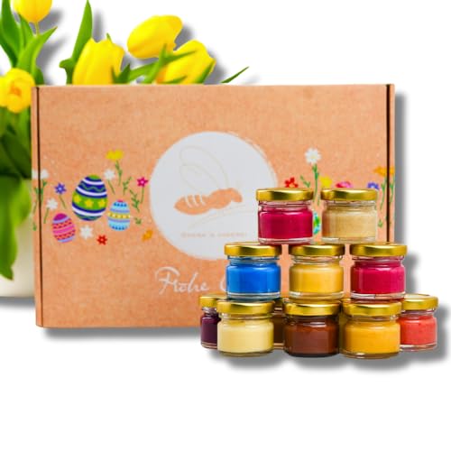 Gregas honigsüße Ostern Geschenkbox mit 12 kleinen 30 g Gläseren das perfekte Geschenk & Mitbringsel zu Ostern | honigsüße Probierbox direkt vom Imker von Grega´s Imkerei