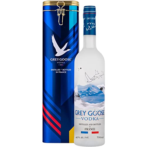 GREY GOOSE Premium-Vodka aus Frankreich, 40% Vol., 70 cl/700 ml, mit 100 % französischem Weizen und natürlichem Quellwasser, Set mit Geschenkdose von Grey Goose