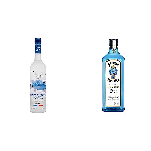 GREY GOOSE Premium-Vodka aus Frankreich mit 100% französischem Weizen und natürlichem Quellwasser, 40 Vol-%, 70 cl/700 ml & Bombay Sapphire London Dry Gin, 1 l (1er Pack) von Grey Goose