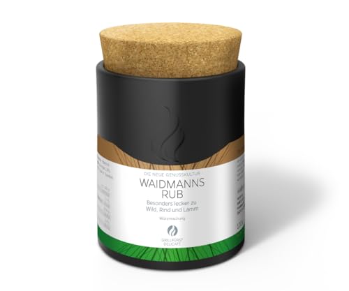 Grillfürst Waidmanns Rub - 120g Wild-Gewürzmischung, Intensives Aroma für Wild, Fleisch & Grillgerichte, In eleganter, nachfüllbarer Keramikdose mit Korkdeckel, Ideal für Feinschmecker von Grillfürst