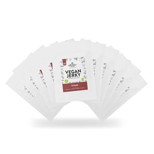 Grizzly Foods • Vegan Jerky Teriyaki (10 x 100g) • Pflanzliches Beef Jerky • Veganes Trockenfleisch • High Protein Snack • Ideal für Unterwegs, Büro, Sport von Grizzly Foods