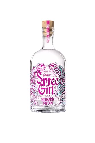 Spree Gin Rhubarb Melon aus Berlin, 500ml Flasche Dry Gin -Grote & Co.‘s Organic Dry Gin destilliert mit echten Spreewaldgurken, Rhabarar und Melone von Grote & Co.'s Organic Spree Gin BERLIN DRY GIN with original Spreewald cucumbers