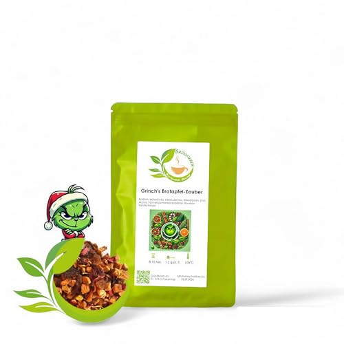 Grinch's Bratapfel-Zauber Tee 250g – Bratapfeltee mit Zimt, Hibiskus & Bourbon Vanille von Grünfieber