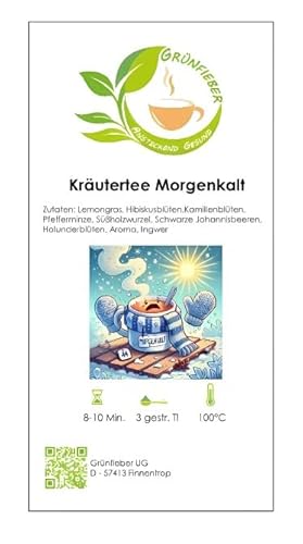 Teehaus Grünfieber - Kräutertee Morgenkalt - Lemongras Ingwer Hibiskus Kamille Wärmend für kalte Tage (50g) von Grünfieber