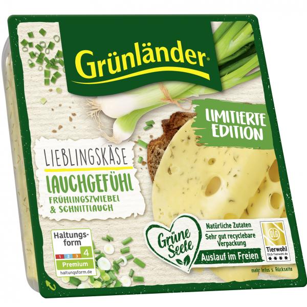 Grünländer Schnittkäse Lieblingskäse Lauchgefühl Frühlingskäse & Schnittlauch von Grünländer