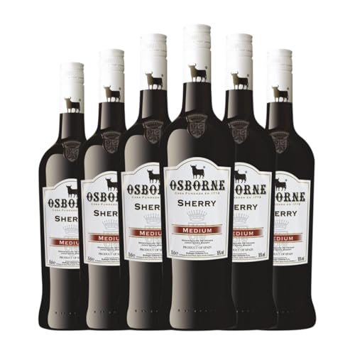 Osborne Medium Dry Halbtrocken Halbsüß Jerez-Xérès-Sherry 75 cl Verstärkter Wein (Karton mit 6 Flaschen von 75 cl) von Grupo Bodegas Osborne SAU