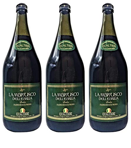 Lambrusco rosso dolce Gualtieri Dell`Emilia IGT (3 X 1,50 L) - Vino Frizzante - Roter Süßer Perlwein 7,5% Vol. aus Italien von Gualtieri