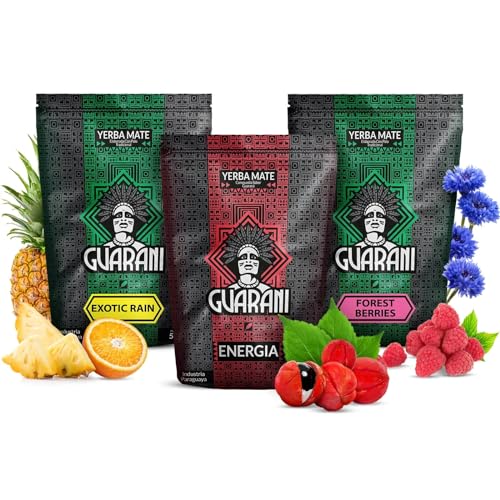 Mate Tee Set Guarani | Dreier-Pack Mate Tee | Guarana, Waldfrucht, exoistische Frucht | Paraguayische Mate Tee | Natürliches Koffein | 3x500g | 1,5kg von Guarani