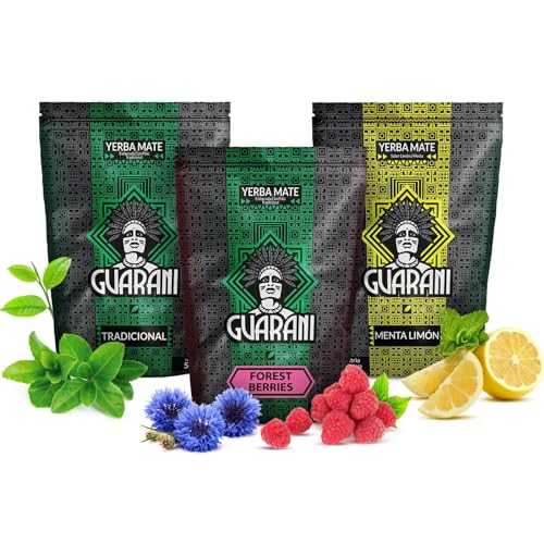 Mate Tee Set Guarani | Dreier-Pack Mate Tee | Klassisch, Zitrone, Waldfrucht | Paraguayische Mate Tee | Natürliches Koffein | 3x500g | 1,5kg von Guarani