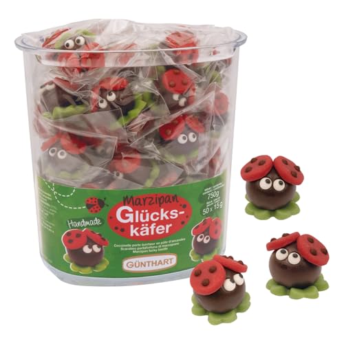 50 Marzipan Glückskäfer in Box, Marzipankäfer, Glückkäfer aus Marzipan, 1er Box (750 g) von Günthart