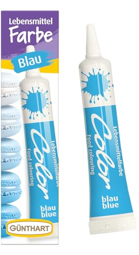 Günthart BackDecor 20 g Blau in praktischer leicht zu dosierender Tube, Ideal zum einfärben von Frostig, Sahne, Eiscreme, Kuchen und weiteren Desserts von Günthart