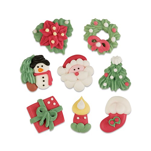 Günthart 100 essabre Zucker Weihnachts Dekor Teile als Set, bestehend aus Nikolaus, Schneemann, Kerze, Handschuh, Geschenk, Tannenbaum und Kränze, 1er Set (178 gr) von Günthart