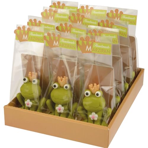 Günthart 12 Marzipan Frosch mit Krone im Cellophan Beutel als Froschkönig als passendes Geschenk, 1er Pack 216 g von Günthart