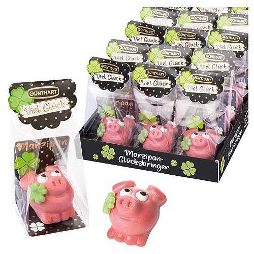 Günthart 15 Stück Marzipan Schweinchen im Cellophanbeutel einzeln verpackt zum verschenken,1er Pack 450 gr von Günthart