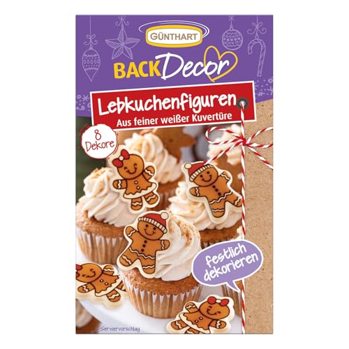 Günthart 8 Lebkuchenfiguren aus feiner weißer Kuvertüre bedruckt in zwei Motiven, 1er Pack (12 gr) von Günthart