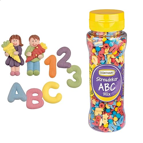 Günthart 8 x Zuckerfiguren für den Schulanfang und Streudeko Buchstaben Alphabet SET Schulstart, 1er Pack (115 g) von Günthart