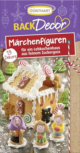 Günthart BackDecor 13 Märchenfiguren aus Zucker für einLebkuchenhaus aus feinem Zuckerguss, 1er Pack (33 gr)( von Günthart