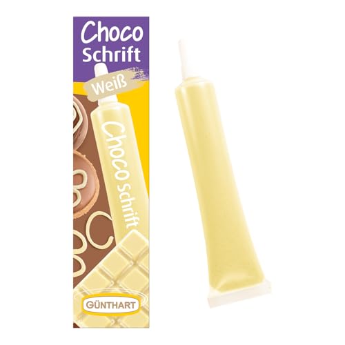 Günthart BackDecor 25 gr Chocoschrift ROT für jegliche Süßspeisen in weißer Farbe aus Schokolade für schöne Schriftzüge und Muster, 1er Pack (25 gr) von Günthart