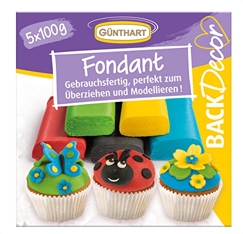 Günthart BackDecor 500g Fondant Fondant bunt, Palmöl frei, Modelliermasse zum gestalten, 1er Set (500 gr) von Günthart