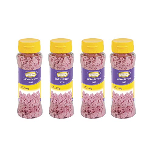 Günthart BackDecor | Streudekor Zucker Herzen, rosa, 100g, 4er Pack (4 x 100 g) von Günthart