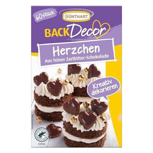 Günthart BackDecor | feine Decor Herzen | aus Zartbitter Schokolade | für deine Kuchen und CupCakes | zum Valentinstag von Günthart