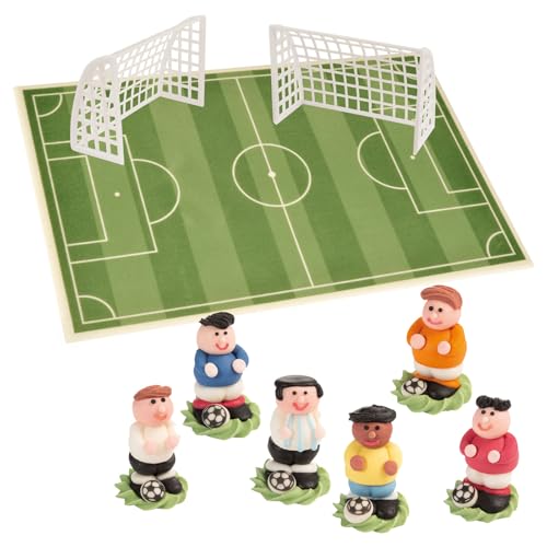 Günthart Fußballtorten Set mit 12 Zuckerfiguren in 3D Optik, 2 x Fußballtore und 1 x Fußballfeld im Set von Günthart