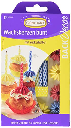 Günthart Zuckerhalter mit Wachskerzen, bunt, 5er Pack (5 x 30 g) von Günthart