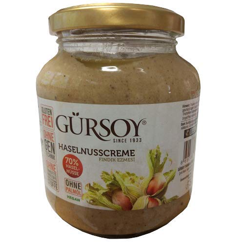 Haselnuss Mus/ 70% Haselnuss Anteil/ Vegan/Gluten Frei/ Palmöl Frei/Ohne Konservierungsstoffe/ Ohne Farbstoffe/Ohne Transfettsäuren/320GR x1 von Gürsoy