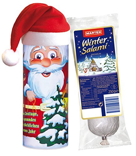 Marten Wintersalami Premium in der Weihnachtsmann Geschenkdose 250g von Gütersloher Fleischwarenfabrik J.F. Marten GmbH