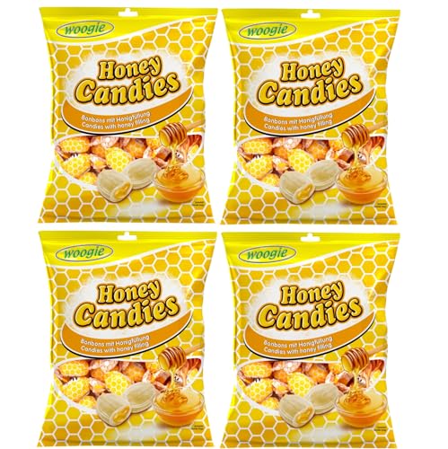 Woogie 4 x 150g Honey Candies Bonbons Mit Honigfüllung Vorteilspackung von Gunz