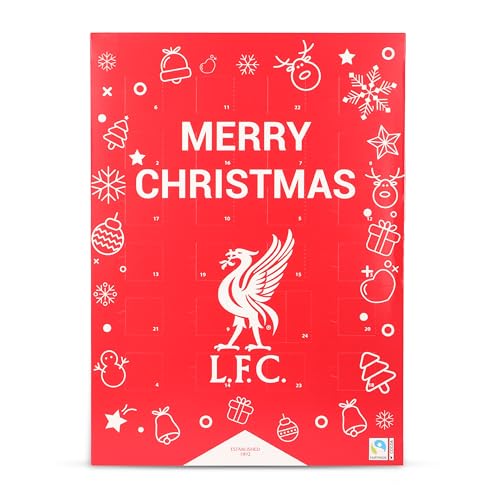 Gunz Fußball Fairtrade Schoko-Adventskalender Liverpool FC – Fan-Weihnachtskalender mit 24 Schokoladen-Überraschungen (120g) + Postkarte auf der Rückseite – Adventsgeschenk für echte Fußballfans von Gunz