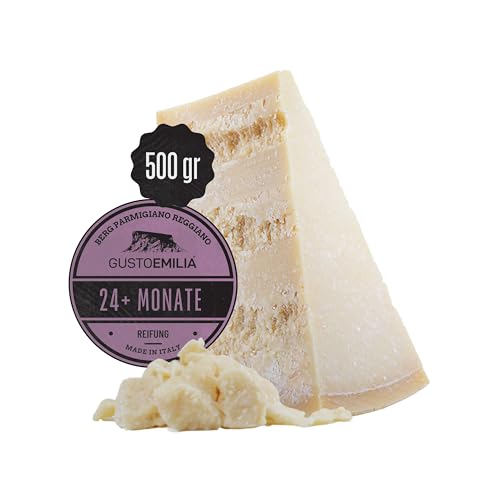 GUSTOEMILIA | Parmigiano DOP 24 Monate gereift, Bergparmesan, 500g Packung, laktosefrei, italienischer Parmigiano, ohne Gentechnik, vakuumverpackt von Gustoemilia