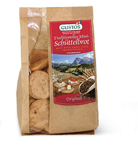 GUSTOS - 6 Packungen Mini Schüttelbrot Gustos, jeweils 125 Gr., das typische knackige Südtiroler Brot im kleinen Format von Gustos Südtirol